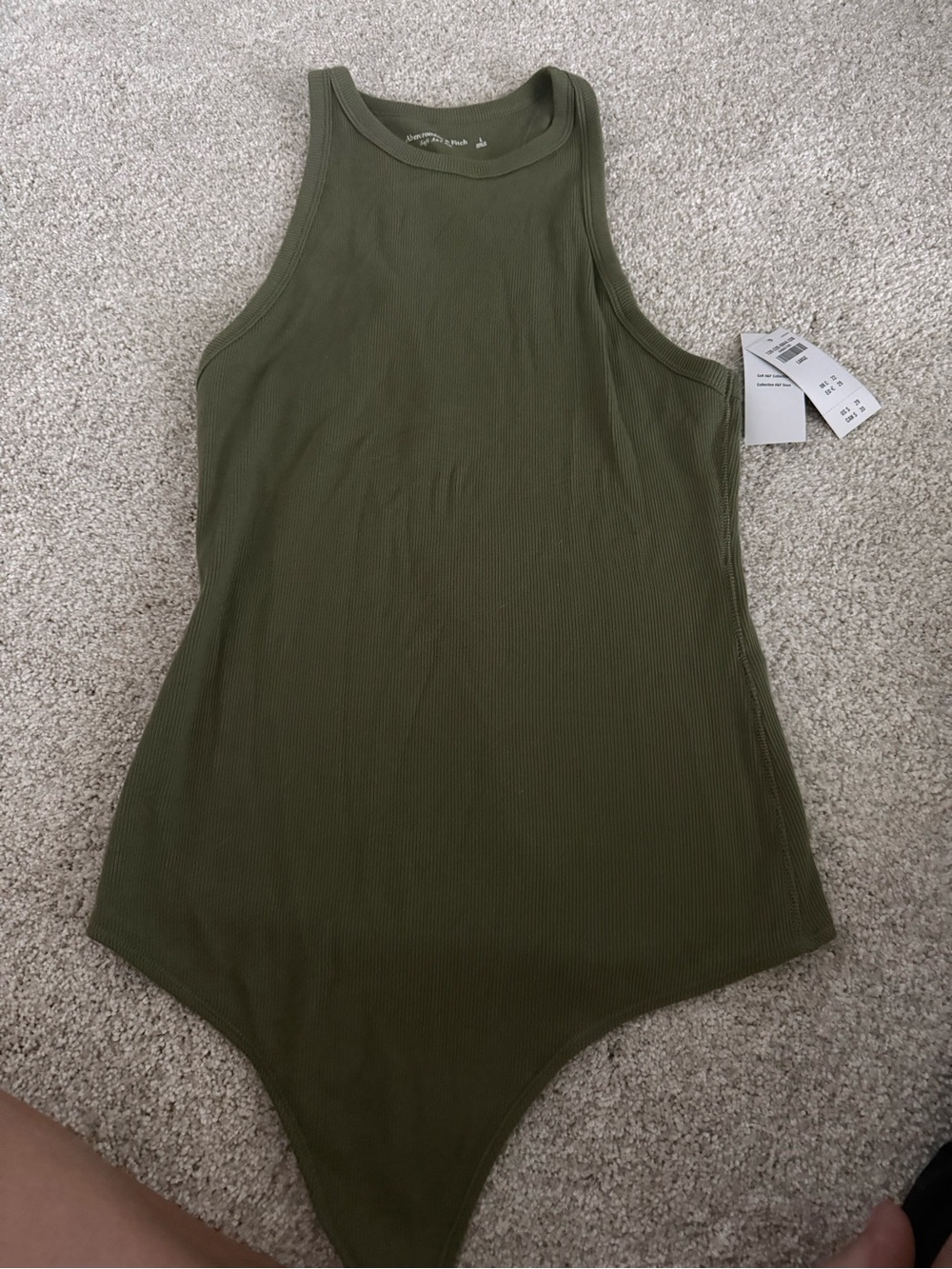 Abercrombie & Fitch Olive Green Ribbed Tank Bodysuit